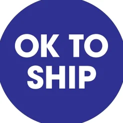 Labels|Tape Logic 2" Circle "OK To Ship" Pre Printed Inventory Label, Blue, 500/Roll