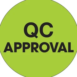 Labels|Tape Logic 1" Circle "QC Approval" Label, Fluorescent Green, 500/Roll