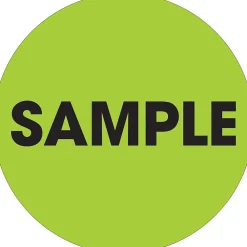 Labels|Tape Logic 2" Circle "Sample" Label, Fluorescent Green, 500/Roll
