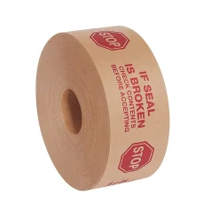 Sale Tape Logic #7500 Pre-Printed Reinforced Water Activated Tape, "Stop", 3" x 450', Kraft, 10/Case (T9077500RA)
