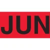 Labels|Tape Logic 3" x 2" Rectangle "JUN" Months of the Year Label, Fluorescent Red, 500/Roll