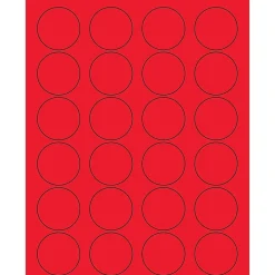 Outlet Tape Logic ® Circle Laser Labels, 1 5/8", Fluorescent Red, 2400/Case (LL193RD)