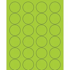 Tape Logic ® Circle Laser Labels, 1 5/8", Fluorescent Green, 2400/Case (LL193GN)