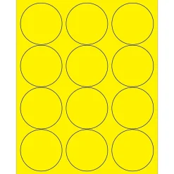 Tape Logic ® Circle Laser Labels, 2 1/2", Fluorescent Yellow, 1200/Case (LL194YE)