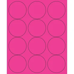 Best Tape Logic ® Circle Laser Labels, 2 1/2", Fluorescent Pink, 1200/Case (LL194PK)
