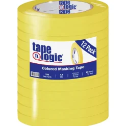 Clearance Tape Logic ® Colored Masking Tape, 4.9 Mil, 1/2" x 60 yds., Yellow, 12/Case (T93300312PKY)