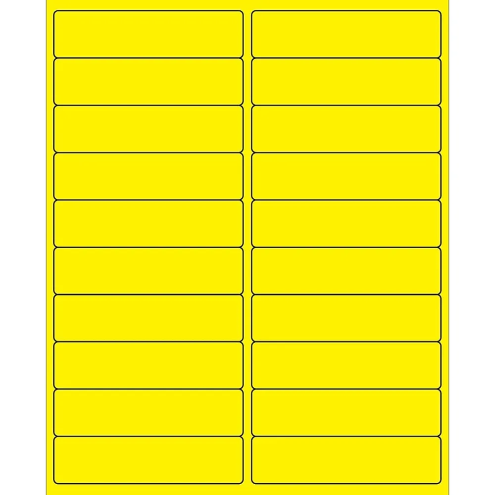 Outlet Tape Logic ® Rectangle Laser Labels, 4" x 1", Fluorescent Yellow, 2000/Case (LL177YE)