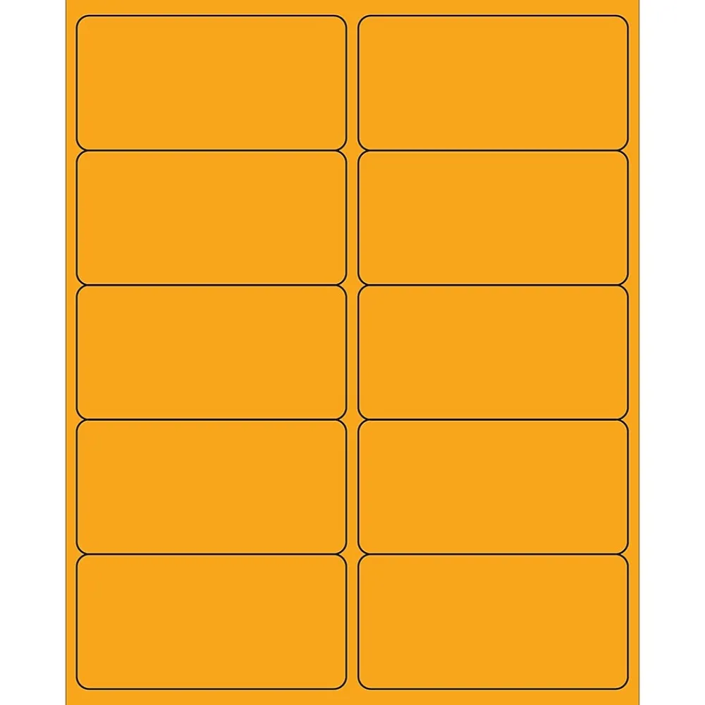 Outlet Tape Logic ® Rectangle Laser Labels, 4" x 2", Fluorescent Orange, 1000/Case (LL178OR)