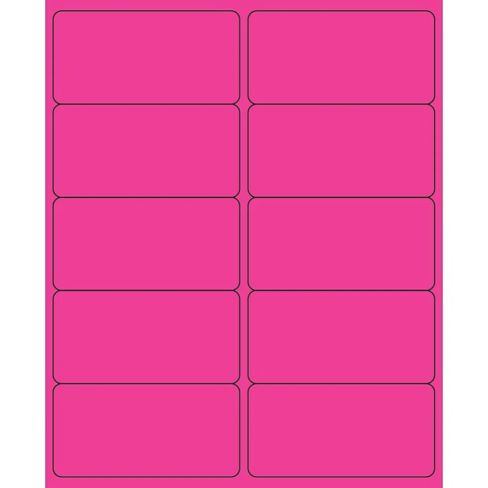 Sale Tape Logic ® Rectangle Laser Labels, 4" x 2", Fluorescent Pink, 1000/Case (LL178PK)