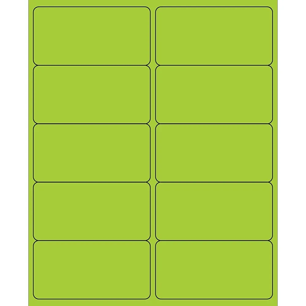 New Tape Logic ® Rectangle Laser Labels, 4" x 2", Fluorescent Green, 1000/Case (LL178GN)