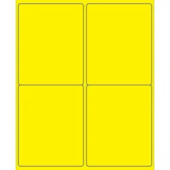 Hot Tape Logic ® Rectangle Laser Labels, 4" x 5", Fluorescent Yellow, 400/Case (LL181YE)