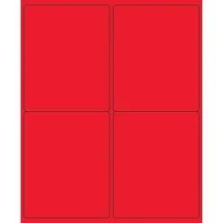 Hot Tape Logic ® Rectangle Laser Labels, 4" x 5", Fluorescent Red, 400/Case (LL181RD)