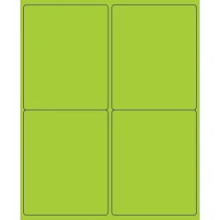 Tape Logic ® Rectangle Laser Labels, 4" x 5", Fluorescent Green, 400/Case (LL181GN)