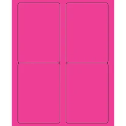 Hot Tape Logic ® Rectangle Laser Labels, 3 1/2" x 5", Fluorescent Pink, 400/Case (LL176PK)