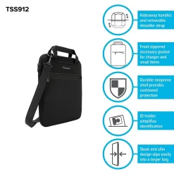Slipcase Laptop Sleeve, Black Polyester (TSS912)<Targus Best