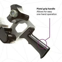Sale Tartan Pistol Grip 2" to 3" Handheld Packing Tape Dispenser, Black (HB903)