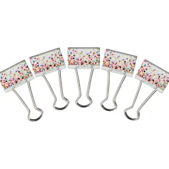 Clips & Fasteners|Teacher Created Resources Confetti Medium Binder Clips, .5" Capacity, White Polka Dots, 24 Clips/Pack, 3 Packs/Bundle (TCR20857)