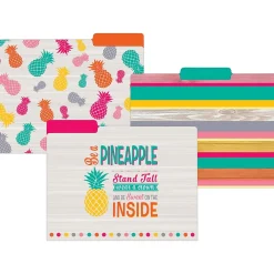 File Folders|Teacher Created Resources Tropical Punch File Folders, 3-Tab, 11.75" x 9.5", Assorted Colors, 24/PK (TCR8538)