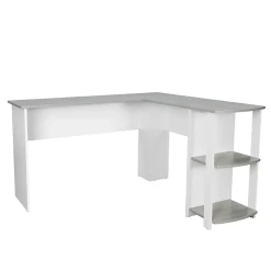 L-Desks*Techni Mobili 51" Mixed Materials L-Shaped Desk, Gray (RTA-8413L-GRY)