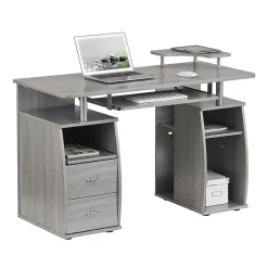 Corner Desks*Techni Mobili Complete Computer Workstation Desk With Storage, Gray (RTA-8211-GRY)