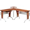 L-Desks*Techni Mobili Deluxe 57"W L-Shaped Desk, Mahogany (RTA-3806-M615)