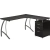 Corner Desks*Techni Mobili Modern L-Shaped Computer Desk with File Cabinet, Espresso (RTA-4804L-ES)