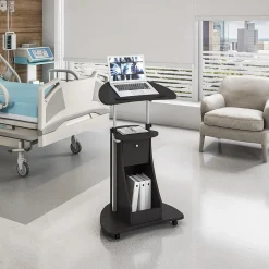 Standing Desks*Techni Mobili 22"W Manual Adjustable Standing Laptop Cart, (RTA-B005-BK46) Black