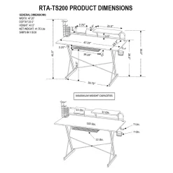 Corner Desks*Techni Sport Carbon Computer Gaming Desk with Shelving, Black (RTA-TS200-BK)