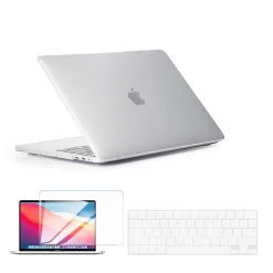 Hard-Shell Laptop Case with Keyboard Cover and Screen Protector, Clear, Plastic (TP-CYCL-MA13ST)<TechProtectus