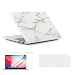 Laptop Case with Keyboard Cover and Screen Protector, White Marble, Plastic (TP-WM-K-MP14M1)<TechProtectus Online