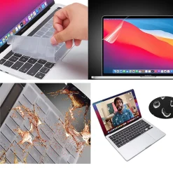 Laptop Case with Keyboard Cover and Screen Protector, White Marble, Plastic (TP-WM-K-MP14M1)<TechProtectus Online