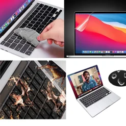 Laptop Case with Keyboard Cover and Screen Protector, Black, Plastic (TP-BK-K-MP13M1)<TechProtectus