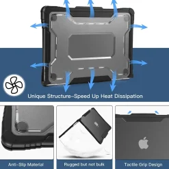 Rugged Laptop Sleeve with Keyboard Cover for Apple 13.6 Macbook Air 2022 M2, Black (TP-RBK-MA13M2)<TechProtectus Clearance