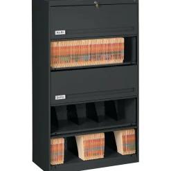 File Cabinets*Tennsco Closed Fixed Shelf Lateral File, Black, 5-Shelf, 63 1/2"H