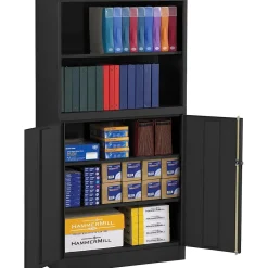 Storage Cabinets*Tennsco Combination Bookcase and Cabinet, Black, 6-Shelf, 1 Closet, 72"H