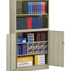 Storage Cabinets*Tennsco Combination Bookcase and Cabinet, Putty, 6-Shelf, 1 Closet, 72"H