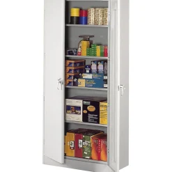 Storage Cabinets*Tennsco Deluxe Storage Cabinet with Double Hinge Doors, 5-Shelf, Light Grey, 78"H x 36"W x 18"D