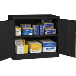 Storage Cabinets*Tennsco Jumbo Counter-Height Storage Cabinet, 2-Shelf, Black, 42"H x 48"W x 24"D