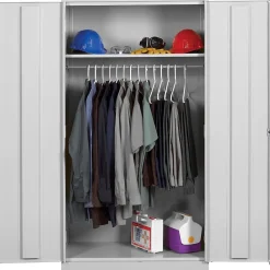 Storage Cabinets*Tennsco Standard Wardrobe Cabinet, 1-Shelf and Coat Rod, Light Gray, 72"H x 36"W x 24"D
