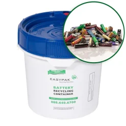 Plastic EasyPak Battery Recycling Container, 3.5 Gallon, White (510-2400)<Terracycle Regulated Waste New