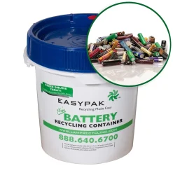 Plastic EasyPak Mini Battery Recycling Container, 1 Gallon, White (510-2100)<Terracycle Regulated Waste Best