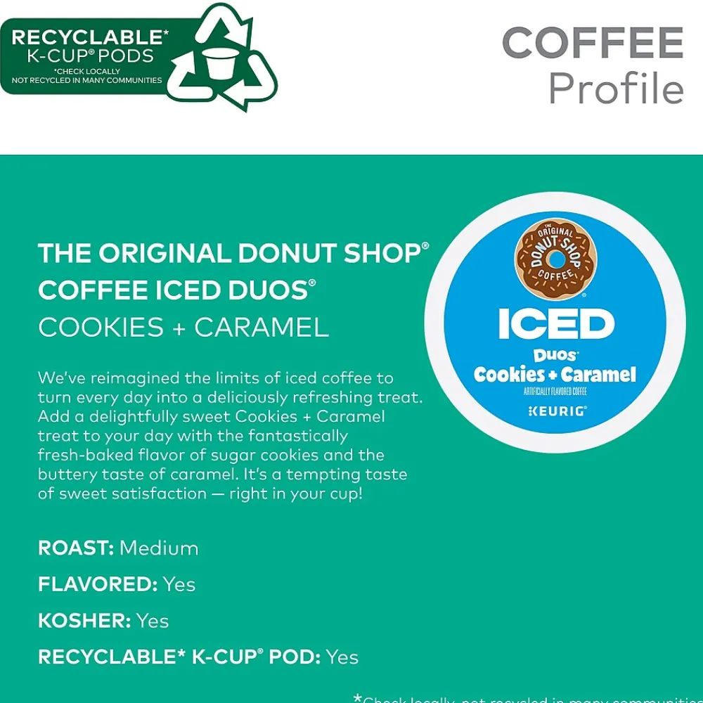 The Original Donut Shop Iced Duos Cookies + Caramel Iced Coffee Keurig® K-Cup® Pods, Medium Roast, 24/Box (5000373021)