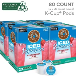 The Original Donut Shop Iced Refreshers Strawberry Acai Infused Water, Keurig® K-Cup® Pods, 80/Carton (5000379382CT)