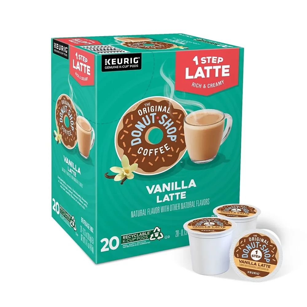 The Original Donut Shop One Step Vanilla Latte Coffee Keurig® K-Cup® Pods, Light Roast, 20/Box (381779)