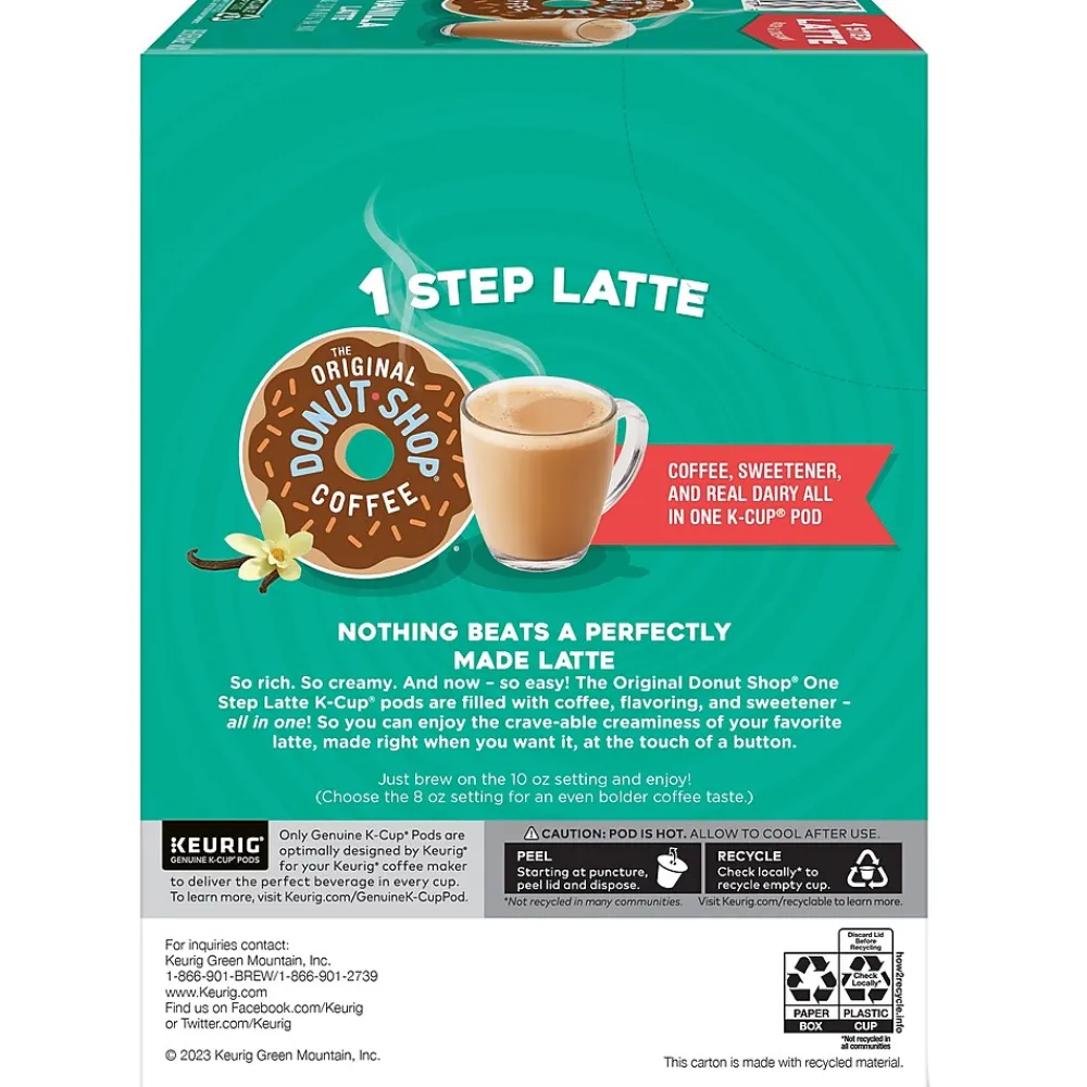 The Original Donut Shop One Step Vanilla Latte Coffee Keurig® K-Cup® Pods, Light Roast, 20/Box (381779)