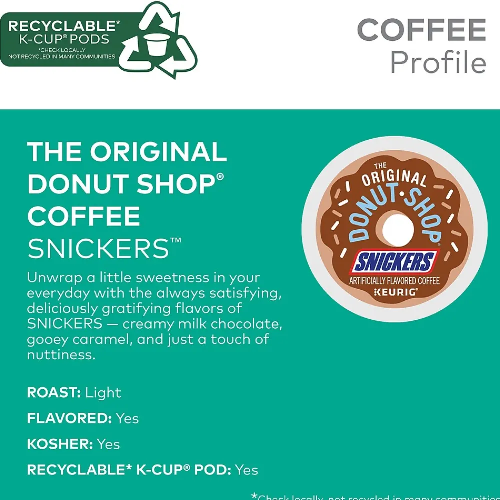 The Original Donut Shop Snickers Coffee, Light Roast, 0.33 oz. Keurig® K-Cup® Pods, 24/Box (5000367239)