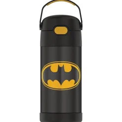 Thermos FUNtainer Batman Stainless Steel Vacuum Insulated Water Bottle, 12 oz., black (THRF4100BM6)
