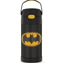Thermos FUNtainer Batman Stainless Steel Vacuum Insulated Water Bottle, 12 oz., black (THRF4100BM6)