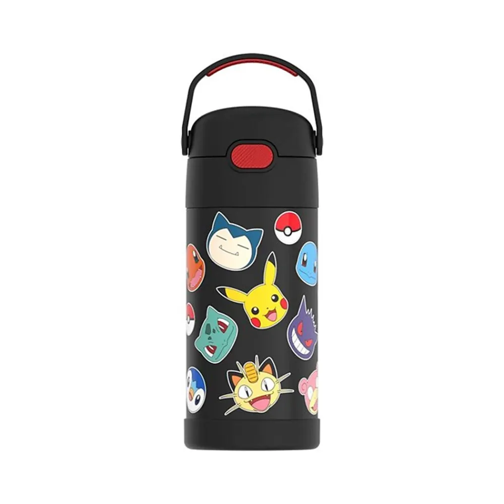Thermos FUNtainer Pokemon/Kitties/Purple Stainless Steel Vacuum-Insulated Water Bottle, Assorted Colors, 12 oz. (F4104AST6)