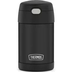 Lunch Totes & Water Bottles|Thermos FUNtainer Stainless Steel Vacuum-Insulated Food Jar with Folding Spoon, 16-Oz., Black Matte (F31101BK6)